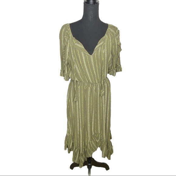 Kaari Blue green striped pesant dress size large - Picture 5 of 13